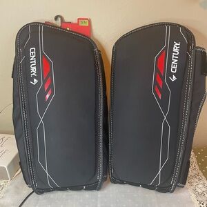 2 Century Shin Instep Guards Brave AFC Size S/M- Black Red - New Small/medium